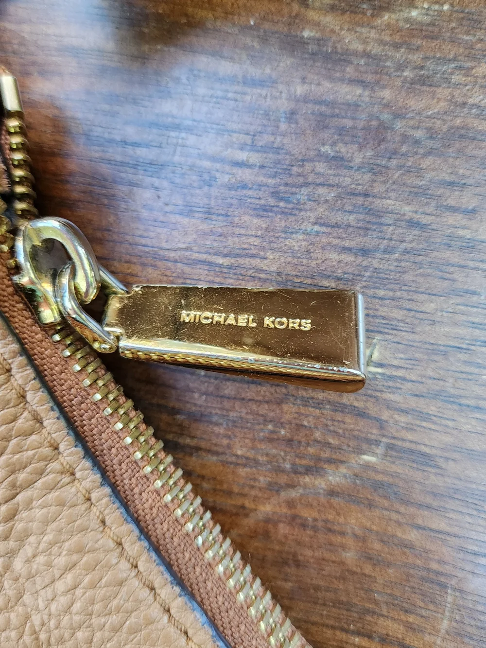Michael Kors Lauryn Large Brown Leather Shoulder Bag Hobo Whipstitch Tassel